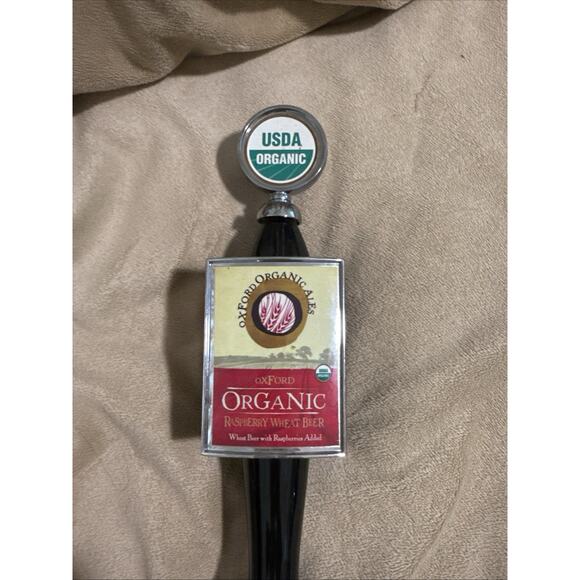 Oxford Raspberry Organic Ale 2 Logos 13” Beer Tap Handle Wood Keg Kegerator - Picture 2 of 8